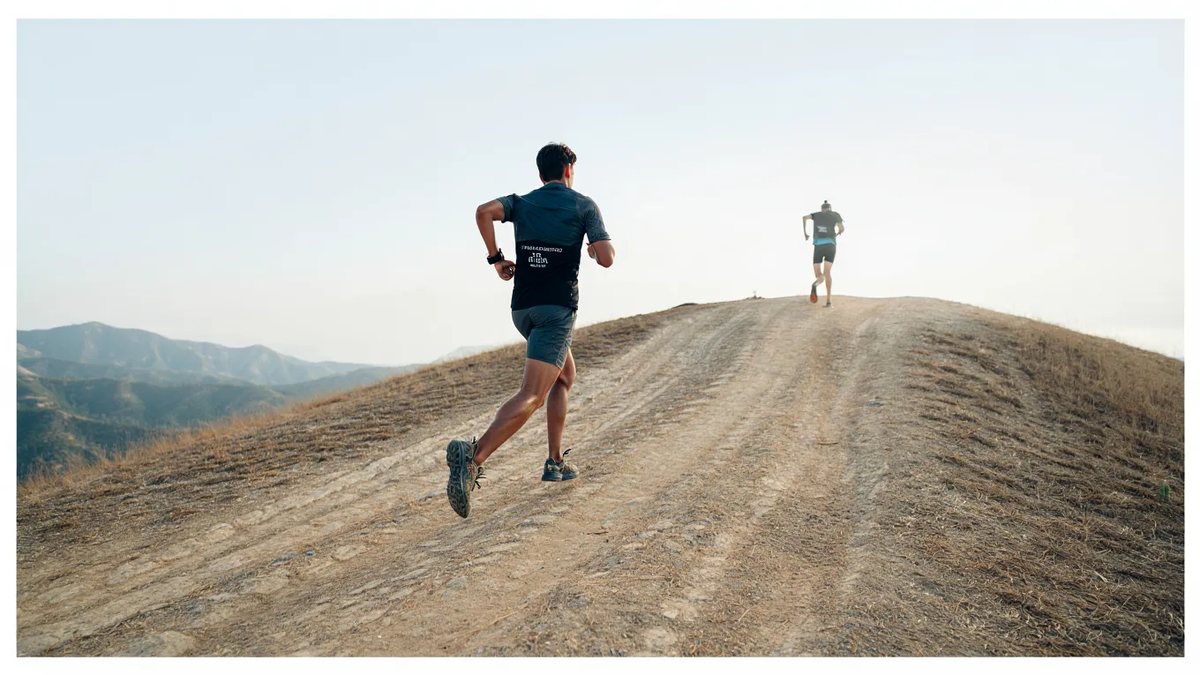 Deux coureurs sur un sentier de trail en montagne