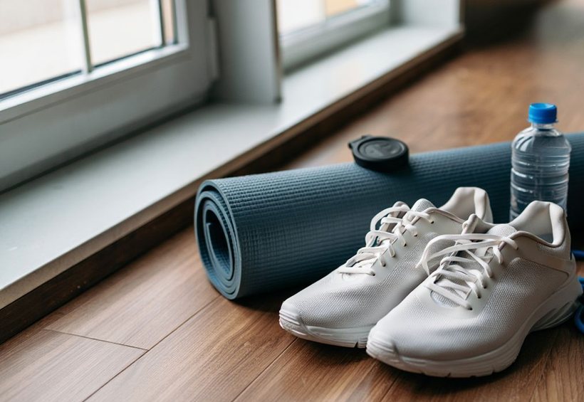 Chaussures de running et tapis de renforcement pour combiner course à pied et musculation
