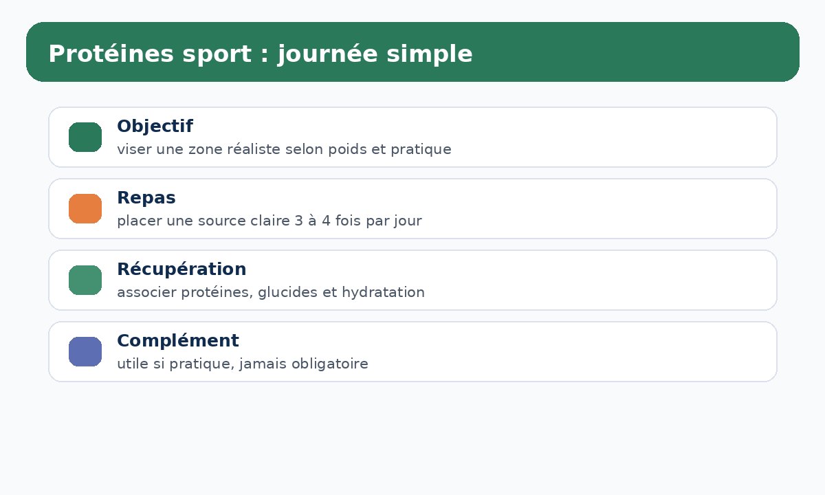 Schéma pour répartir les protéines dans une journée sportive