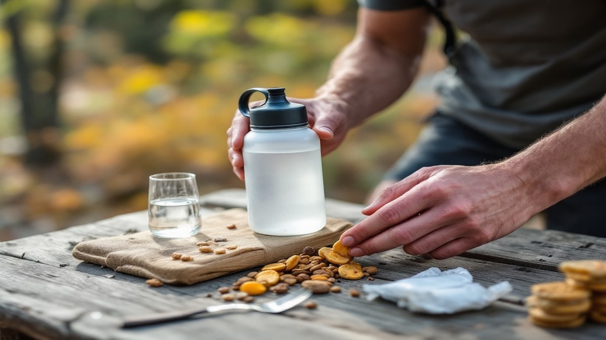 Flasques et ravitaillement préparés pour un trail court